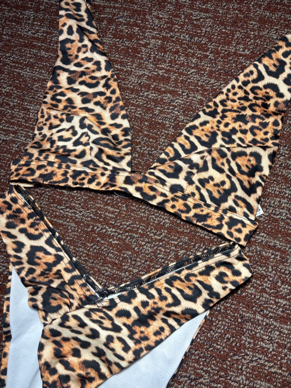 NWT ASOS leopard print high rise high leg cheeky wide strap bikini women’s 6